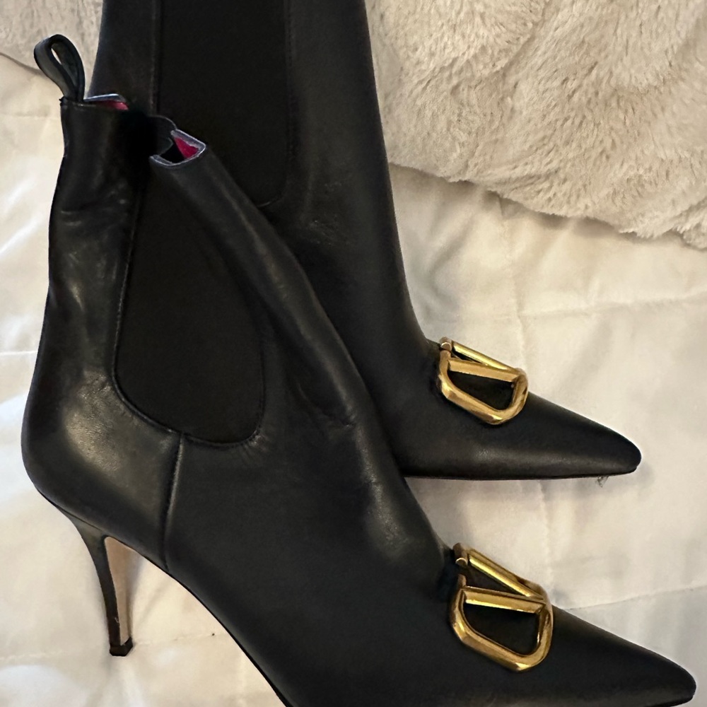 Black designer booties worn once